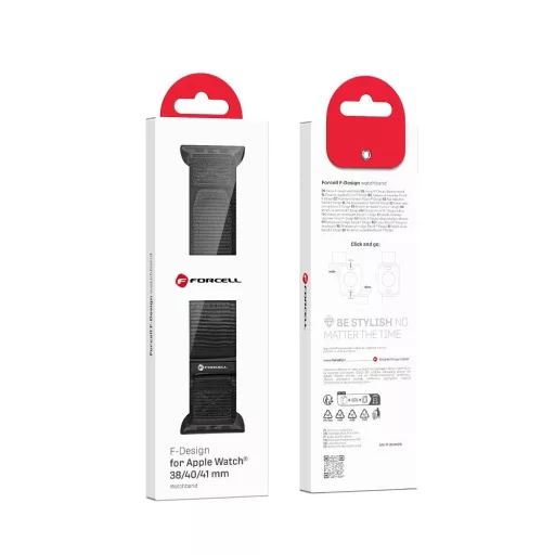Forcell F-Design FA05 nylon tépőzáras szíj Apple Watch 38 / 40 / 41 mm fekete