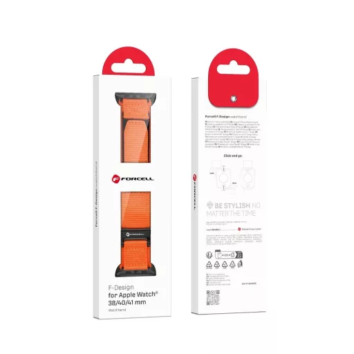 Forcell F-Design FA05 nylon tépőzáras szíj Apple Watch 38 / 40 / 41 mm narancs