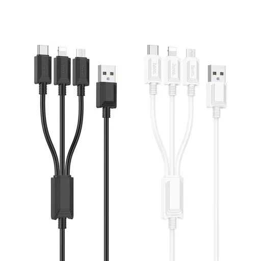 Hoco X74 3 az 1-ben USB-A töltőkábel (Lightning / Micro USB / USB-C) 2A 1 m fekete