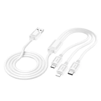   Hoco X74 3 az 1-ben USB-A töltőkábel (Lightning / Micro USB / USB-C) 2A 1 m fehér