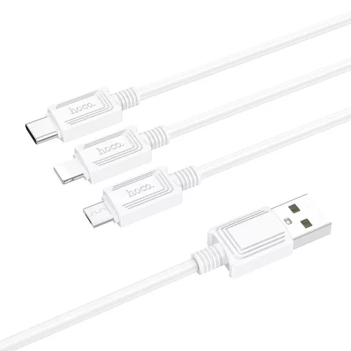 Hoco X74 3 az 1-ben USB-A töltőkábel (Lightning / Micro USB / USB-C) 2A 1 m fehér