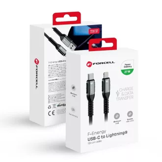   Forcell F-Energy USB-C – Lightning töltőkábel Cafule C259 PD 3A 27W 1,2 m fekete