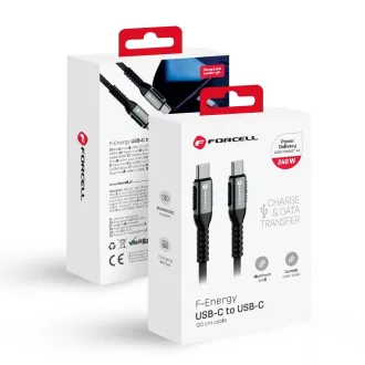   Forcell F-Energy USB-C – USB-C töltőkábel Cafule C263 QC4.0 PD 5A 240W 1,2 m fekete