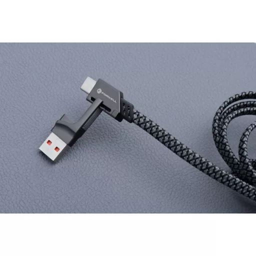 Forcell F-Energy C241 4 az 1-ben USB-C / USB-A töltőkábel (USB-C / Lightning) QC PD 3A 60W 1 m króm