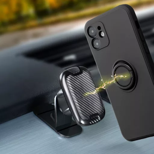 Silicone Ring tok iPhone 16 PRO  fekete