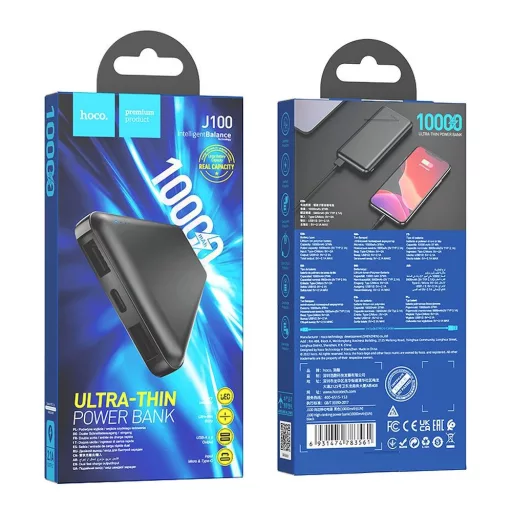 Hoco J100 powerbank 10000 mAh 2,1A fekete