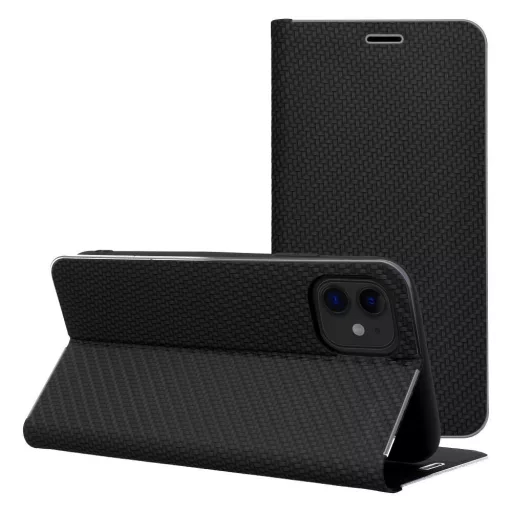 Luna Carbon Flip tok iPhone 16 Plus fekete