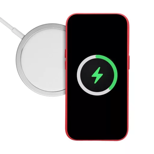 LEATHER MAG COVER bőrhatású tok iPhone 16 PLUS  Magsafe kompatibilis piros