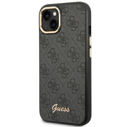 GUESS tok iPhone 13 / 14 / 15 GUHCP14SHG4SHK (4G Vintage arany Logo) Fekete