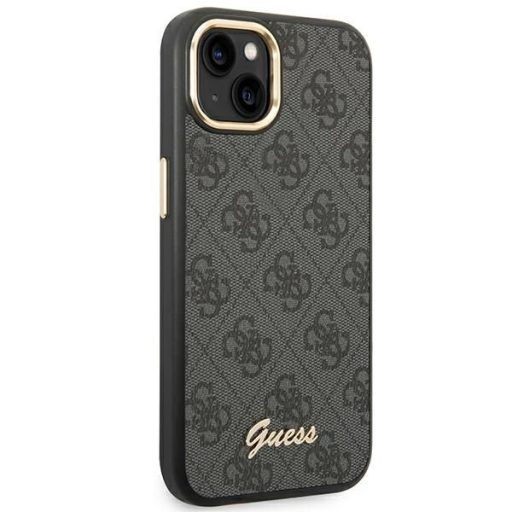 GUESS tok iPhone 13 / 14 / 15 GUHCP14SHG4SHK (4G Vintage arany Logo) Fekete