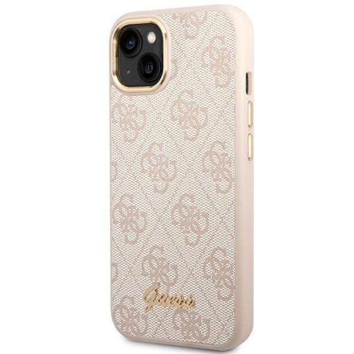 GUESS tok iPhone 13 / 14 / 15 GUHCP14SHG4SHP (4G Vintage arany Logo) rózsaszín