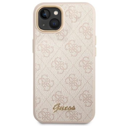 GUESS tok iPhone 13 / 14 / 15 GUHCP14SHG4SHP (4G Vintage arany Logo) rózsaszín