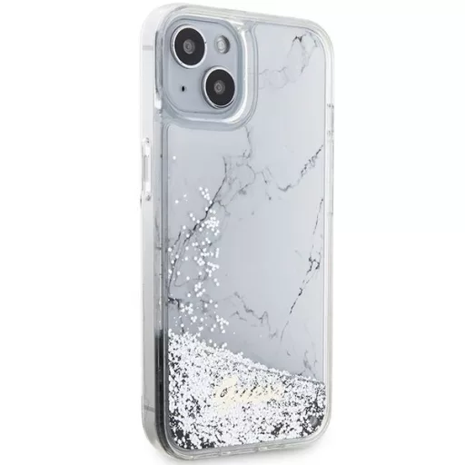GUESS tok iPhone 13 / 14 / 15 GUHCP14SLCSGSGH (Liquid Glitter Marble) fehér