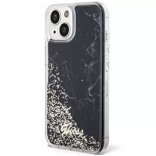GUESS tok iPhone 13 / 14 / 15 GUHCP14SLCSGSGK (Liquid Glitter Marble) Fekete