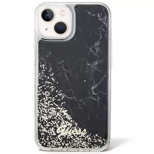 GUESS tok iPhone 13 / 14 / 15 GUHCP14SLCSGSGK (Liquid Glitter Marble) Fekete