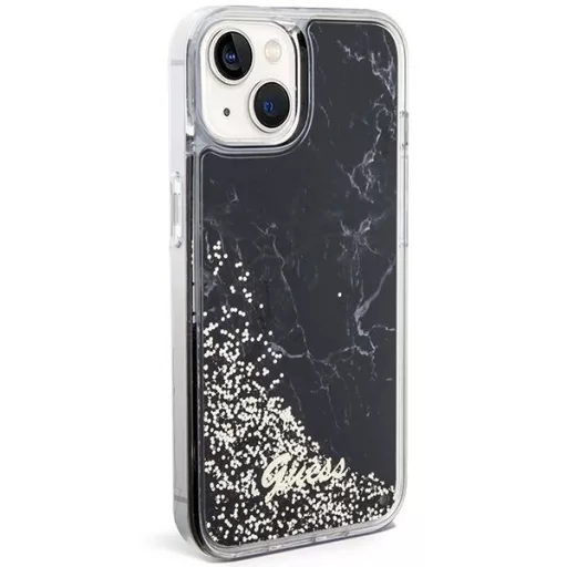 GUESS tok iPhone 13 / 14 / 15 GUHCP14SLCSGSGK (Liquid Glitter Marble) Fekete