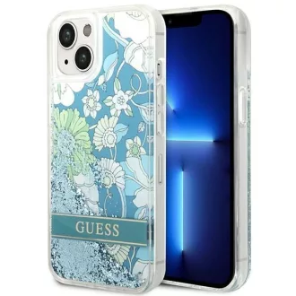   GUESS tok iPhone 13 / 14 / 15 GUHCP14SLFLSN (Flower Liquid Glitter) zöld