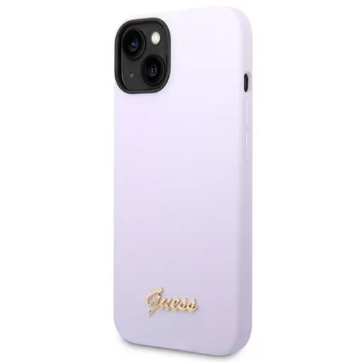 GUESS tok iPhone 13 / 14 / 15 GUHCP14SSLSMU (Silicone Vintage arany Logo) lila