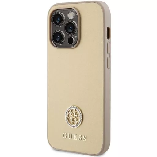 GUESS tok iPhone 15 Pro GUHCP15LPS4DGPD (Strass Metal Logo) arany