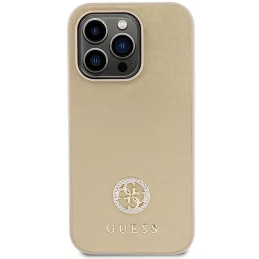 GUESS tok iPhone 15 Pro GUHCP15LPS4DGPD (Strass Metal Logo) arany