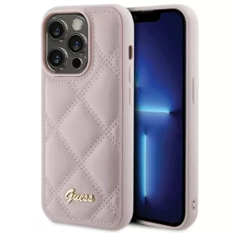   GUESS tok iPhone 15 Pro GUHCP15LPSQSQSP (Quilted Metal Logo) rózsaszín