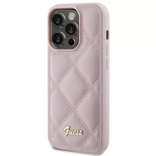 GUESS tok iPhone 15 Pro GUHCP15LPSQSQSP (Quilted Metal Logo) rózsaszín