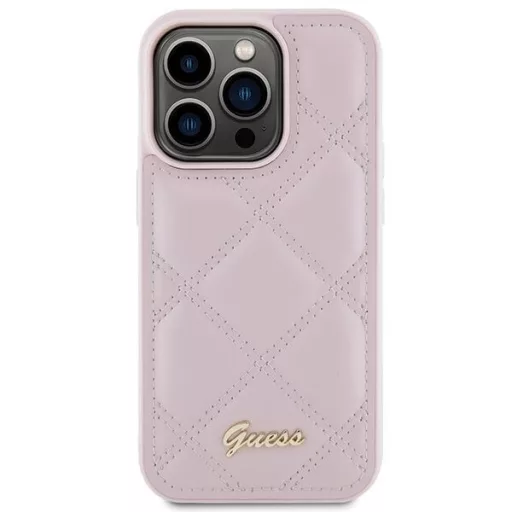 GUESS tok iPhone 15 Pro GUHCP15LPSQSQSP (Quilted Metal Logo) rózsaszín