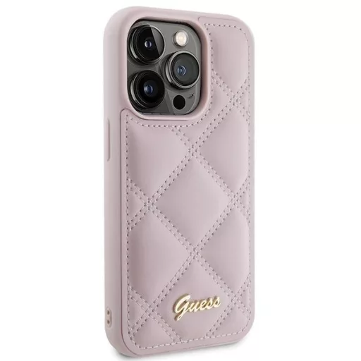 GUESS tok iPhone 15 Pro GUHCP15LPSQSQSP (Quilted Metal Logo) rózsaszín