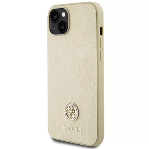 GUESS tok iPhone 13 / 14 / 15 GUHCP15SPS4DGPD (Leather 4G Metal Logo Strass) arany