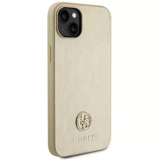 GUESS tok iPhone 13 / 14 / 15 GUHCP15SPS4DGPD (Leather 4G Metal Logo Strass) arany