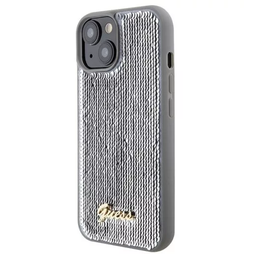 GUESS tok iPhone 13 / 14 / 15 GUHCP15SPSFDGSS (Sequin Script Metal) ezüst