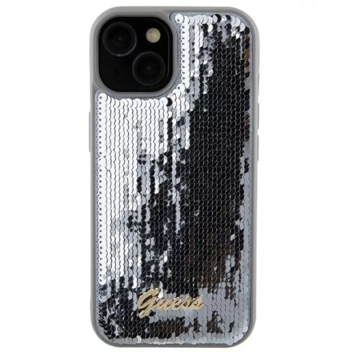 GUESS tok iPhone 13 / 14 / 15 GUHCP15SPSFDGSS (Sequin Script Metal) ezüst