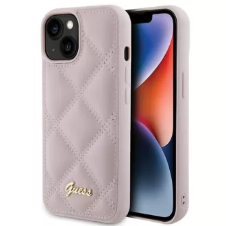   GUESS tok iPhone 13 / 14 / 15 GUHCP15SPSQSQSP (Quilted Metal Logo) rózsaszín