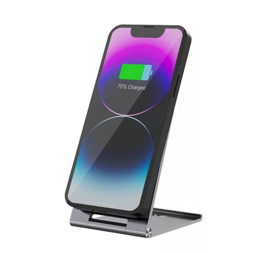 Forcell F-Energy Flip Charge vezeték nélküli töltő USB-C Qi2 15W MagSafe kompatibilis 0INT ezüst