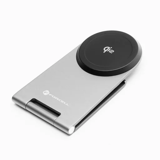 Forcell F-Energy Flip Charge vezeték nélküli töltő USB-C Qi2 15W MagSafe kompatibilis 0INT ezüst