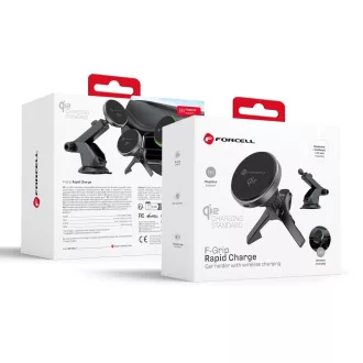   Forcell F-Grip Rapid Charge Qi2 15W MagSafe kompatibilis mágneses autós telefontartó szélvédőre / műszerfalra / szellőzőrácsba szürke
