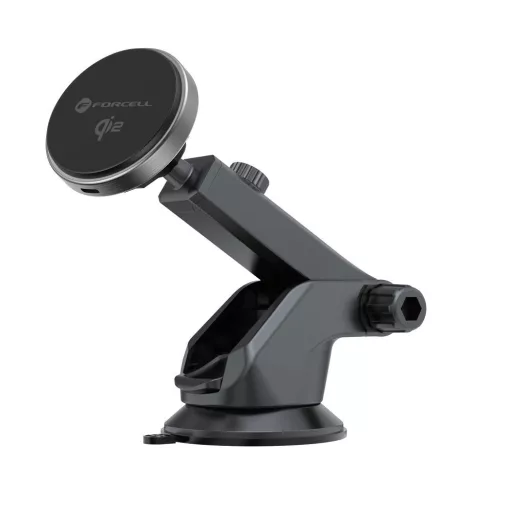 Forcell F-Grip Rapid Charge Qi2 15W MagSafe kompatibilis mágneses autós telefontartó szélvédőre / műszerfalra / szellőzőrácsba szürke