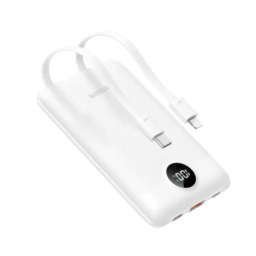 Veger powerbank C11 W1170 PD QC3.0 2A 22,5W 10000 mAh beépített USB-C / Lightning kábelekkel fehér