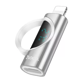   Lightning – USB-C adapter Hoco PD 2,4A 27W kijelzővel UA32B ezüst