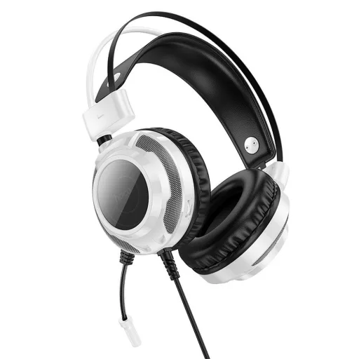 Hoco vezetékes gaming fejhallgató USB-A + 3,5 mm jack W110 2 m fehér