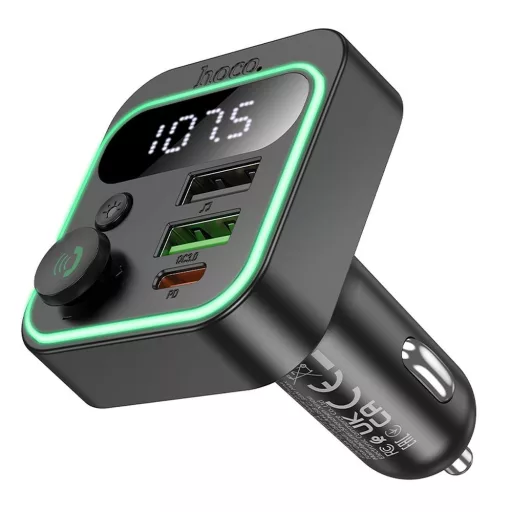 Hoco Bluetooth autós FM transmitter 2×USB-A + USB-C PD QC3.0 20W E85 fekete