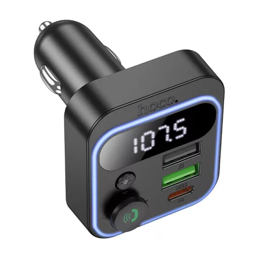 Hoco Bluetooth autós FM transmitter 2×USB-A + USB-C PD QC3.0 20W E85 fekete