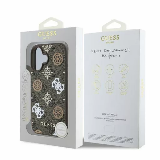 GUESS tok iPhone 16 Magsafe kompatibilis GUHMP16SP4PWPW (PU Peony on 4G Background) barna