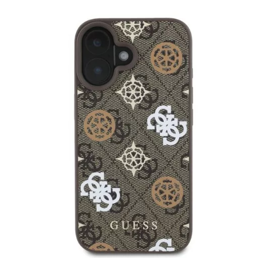 GUESS tok iPhone 16 Magsafe kompatibilis GUHMP16SP4PWPW (PU Peony on 4G Background) barna