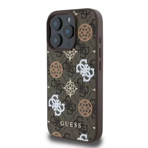 GUESS tok iPhone 16 Pro Magsafe kompatibilis GUHMP16LP4PWPW (PU Peony on 4G Background) barna