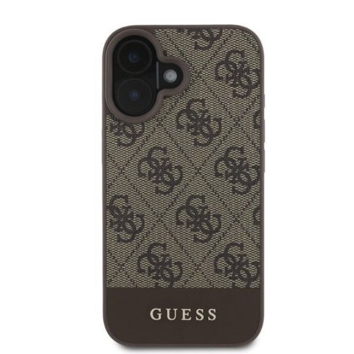 GUESS tok iPhone 16 GUHCP16SG4GLBR (PC/TPU 4G PU Bottom Stripe) barna