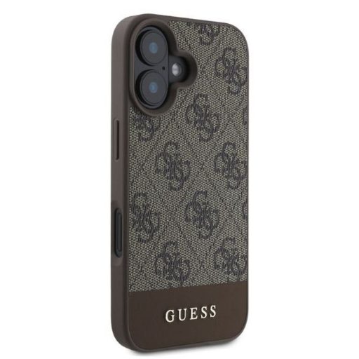 GUESS tok iPhone 16 GUHCP16SG4GLBR (PC/TPU 4G PU Bottom Stripe) barna
