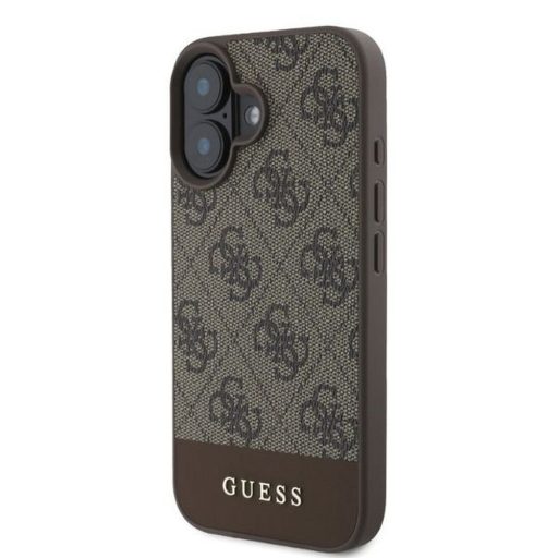 GUESS tok iPhone 16 GUHCP16SG4GLBR (PC/TPU 4G PU Bottom Stripe) barna