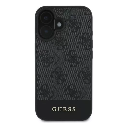 GUESS tok iPhone 16 Plus GUHCP16MG4GLGR (PC/TPU 4G PU Bottom Stripe) szürke