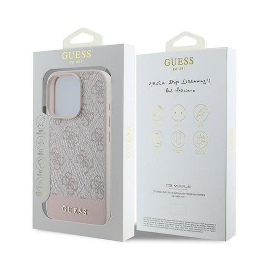 GUESS tok iPhone 16 Pro Max GUHCP16XG4GLPI (4G PU Bottom Stripe) rózsaszín